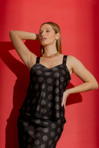 Black/Silver Metallic Bias Cami