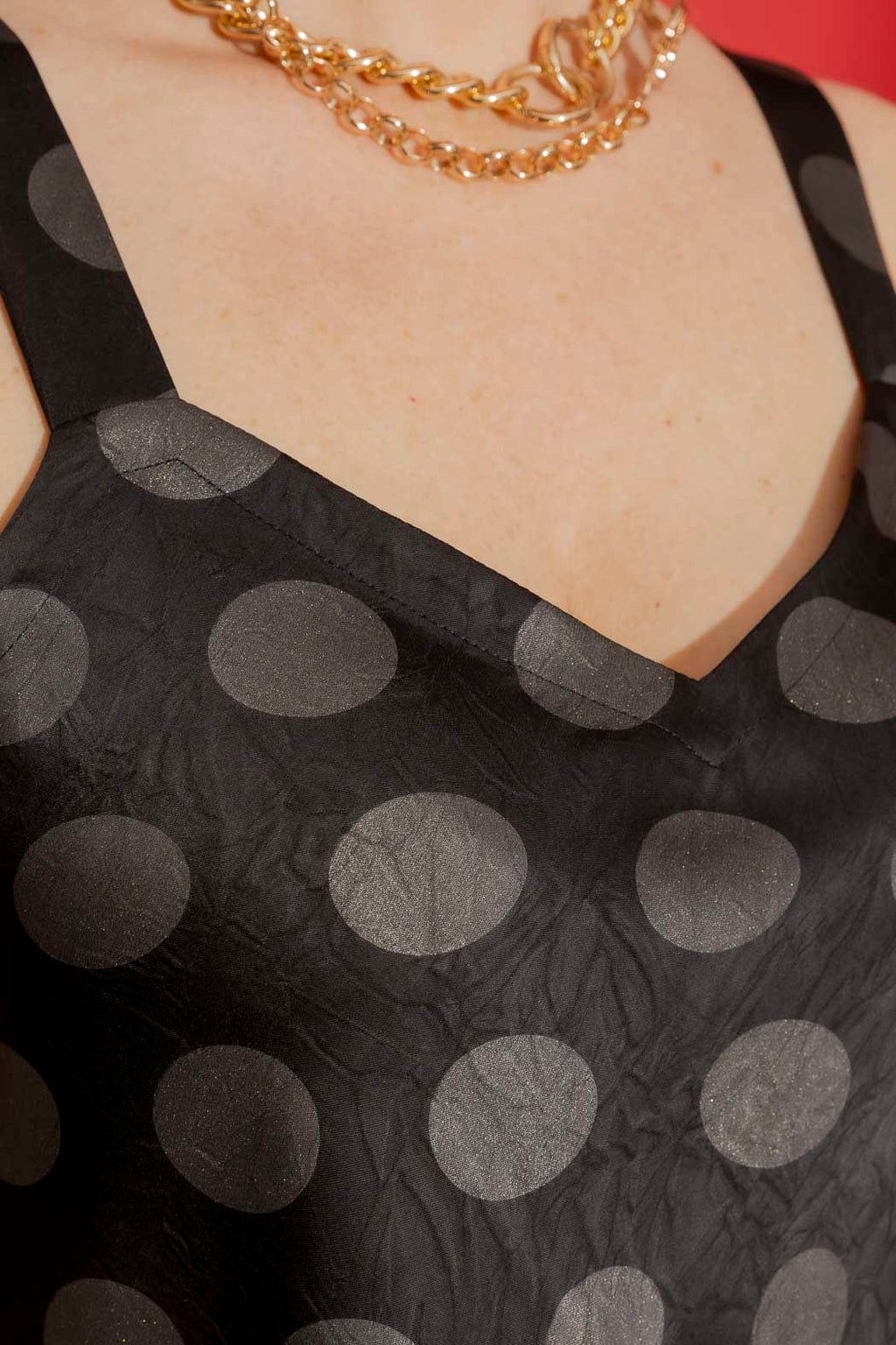 Black/Silver Metallic Bias Cami