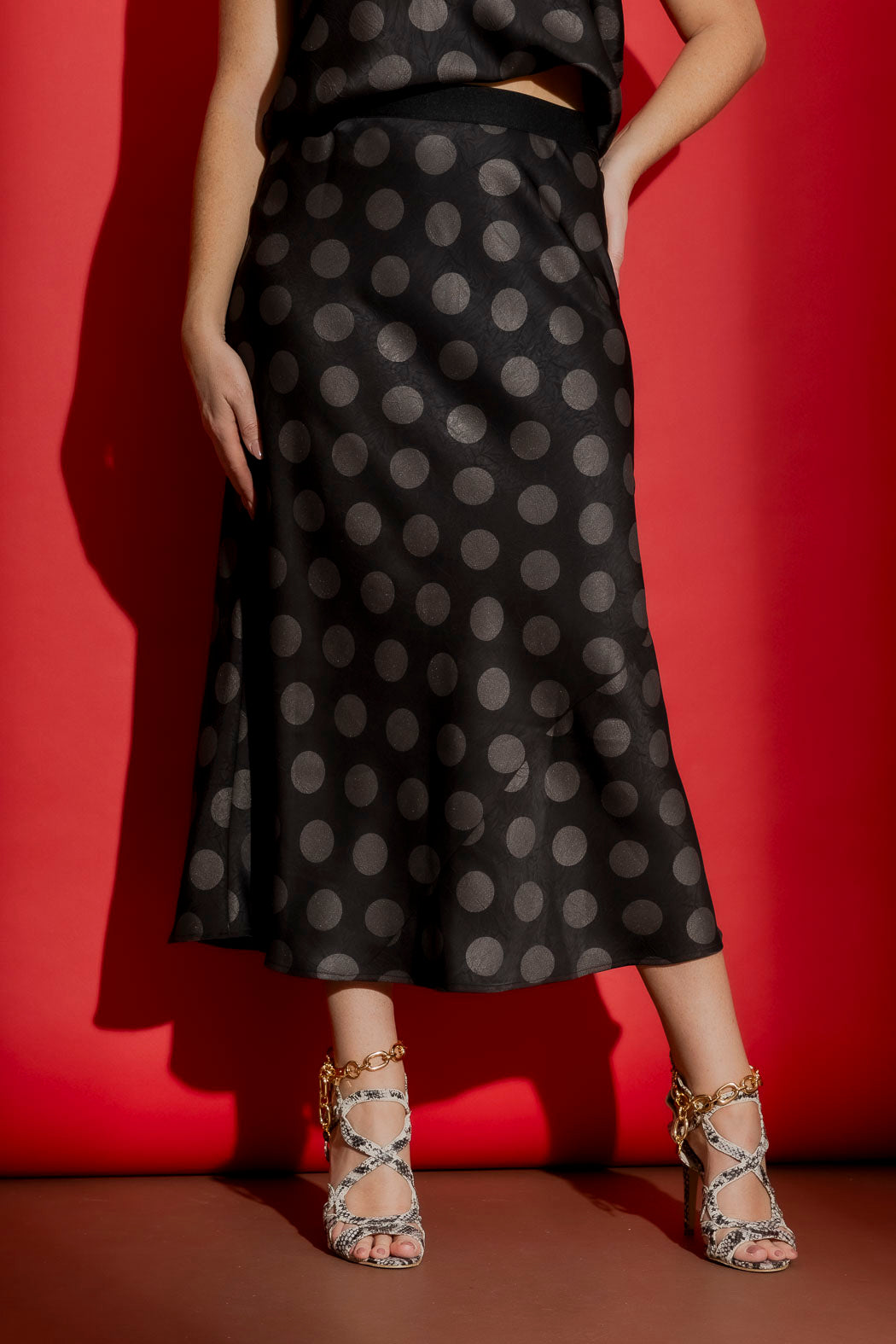 Black/Silver Metallic Bias Skirt