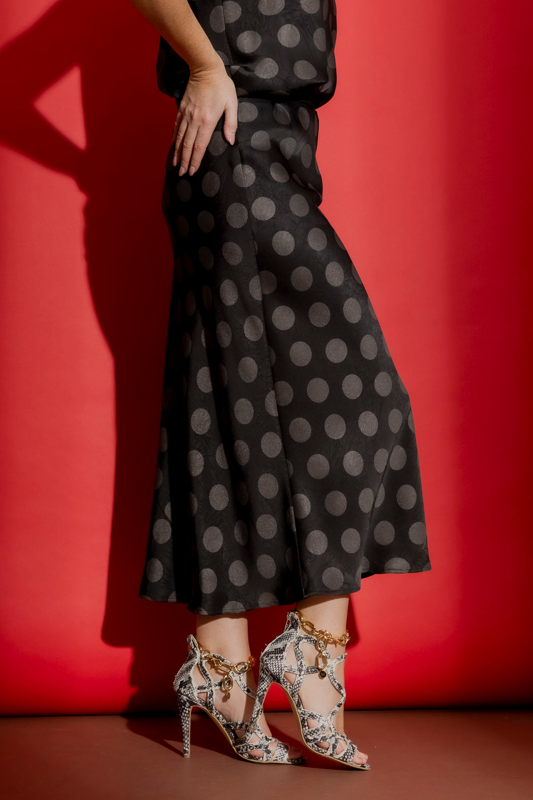 Black/Silver Metallic Bias Skirt