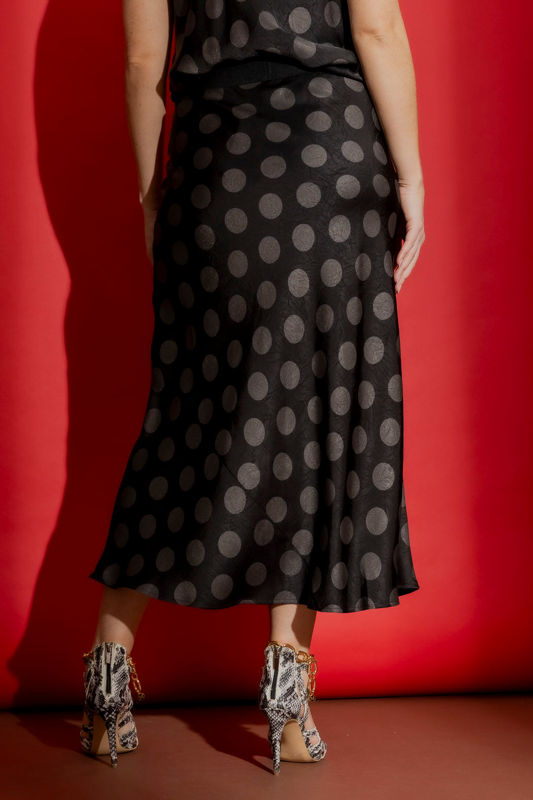 Black/Silver Metallic Bias Skirt