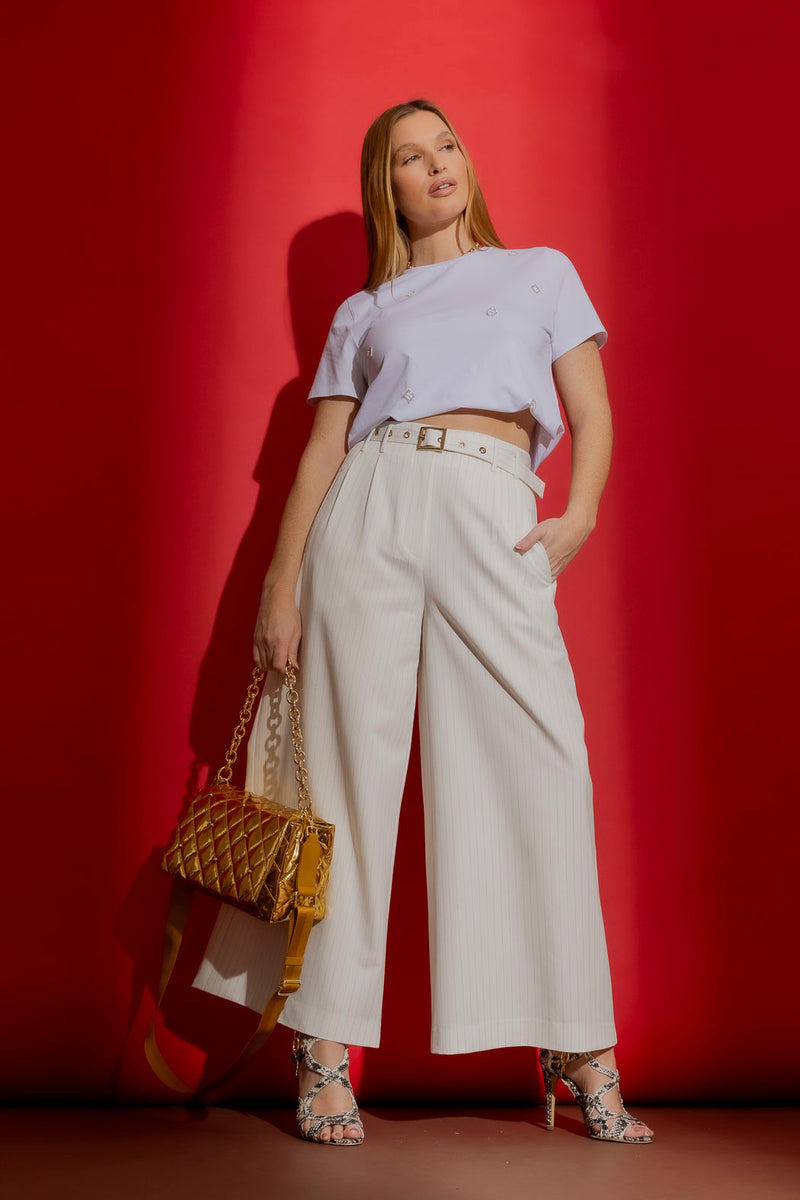Ivory Pinstripe Cosmopolitan Pant