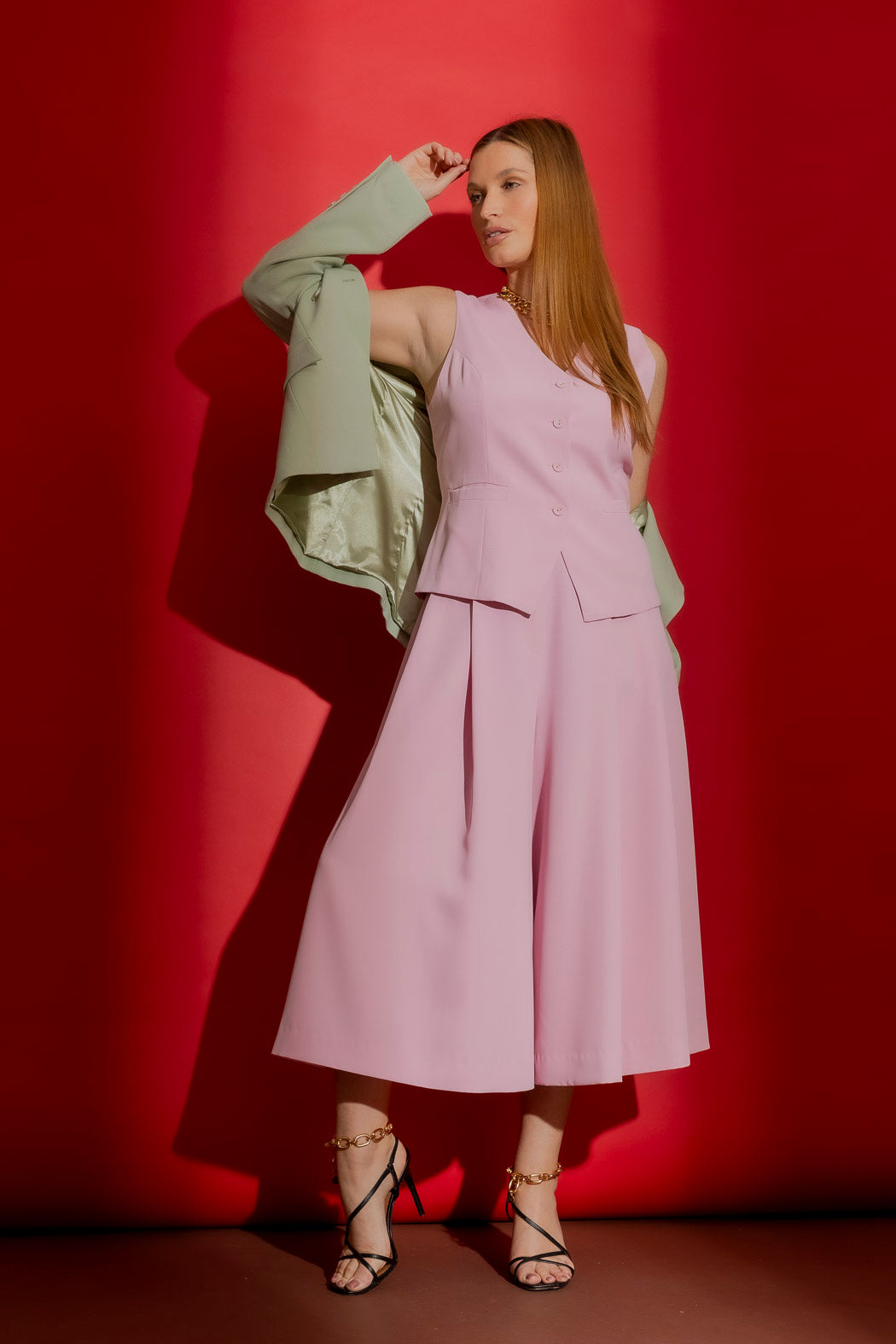 Sorbet Pink Euro Cropped Culotte Pink