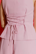 Sorbet Pink Lace Up Vest Pink