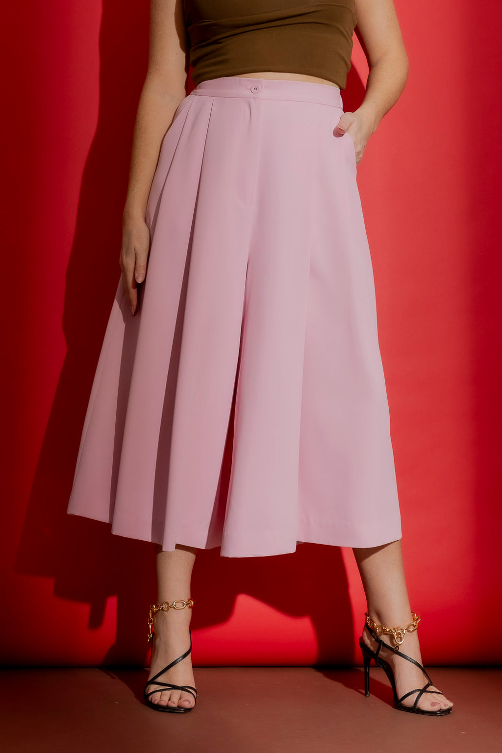 Sorbet Pink Euro Cropped Culotte Pink