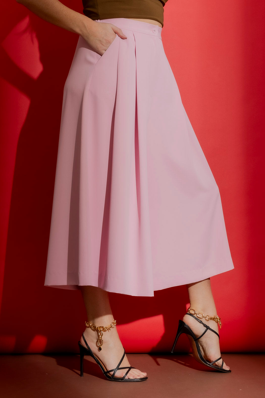Sorbet Pink Euro Cropped Culotte Pink