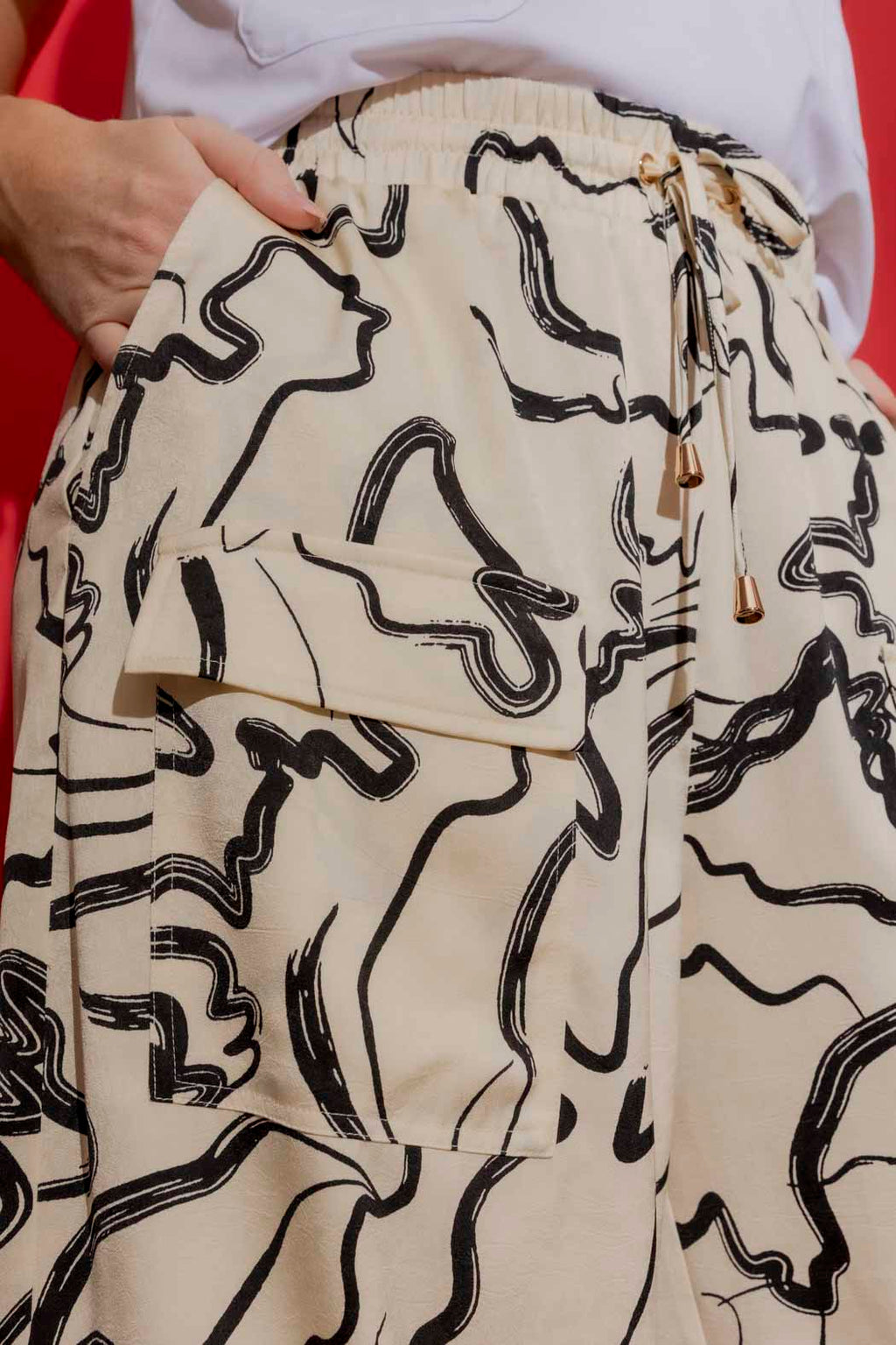 Cream/Black Classic Cargo Culottes