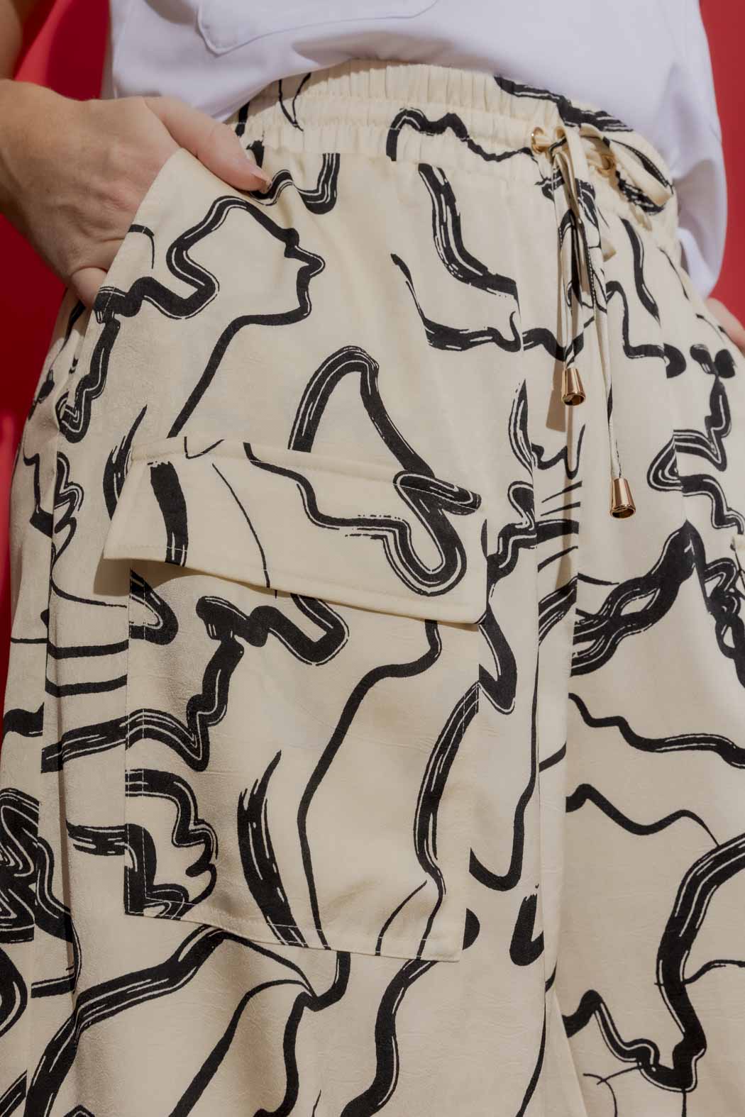 Cream/Black Classic Cargo Culottes