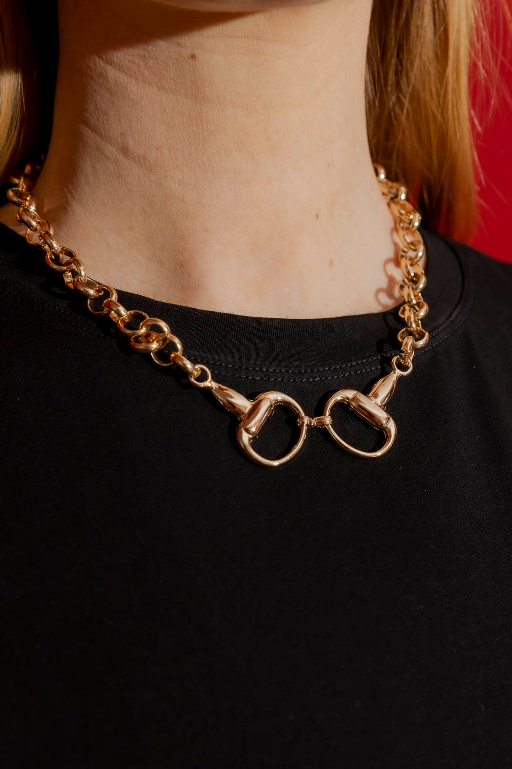 Gold Horsebit Necklace Gold O/S