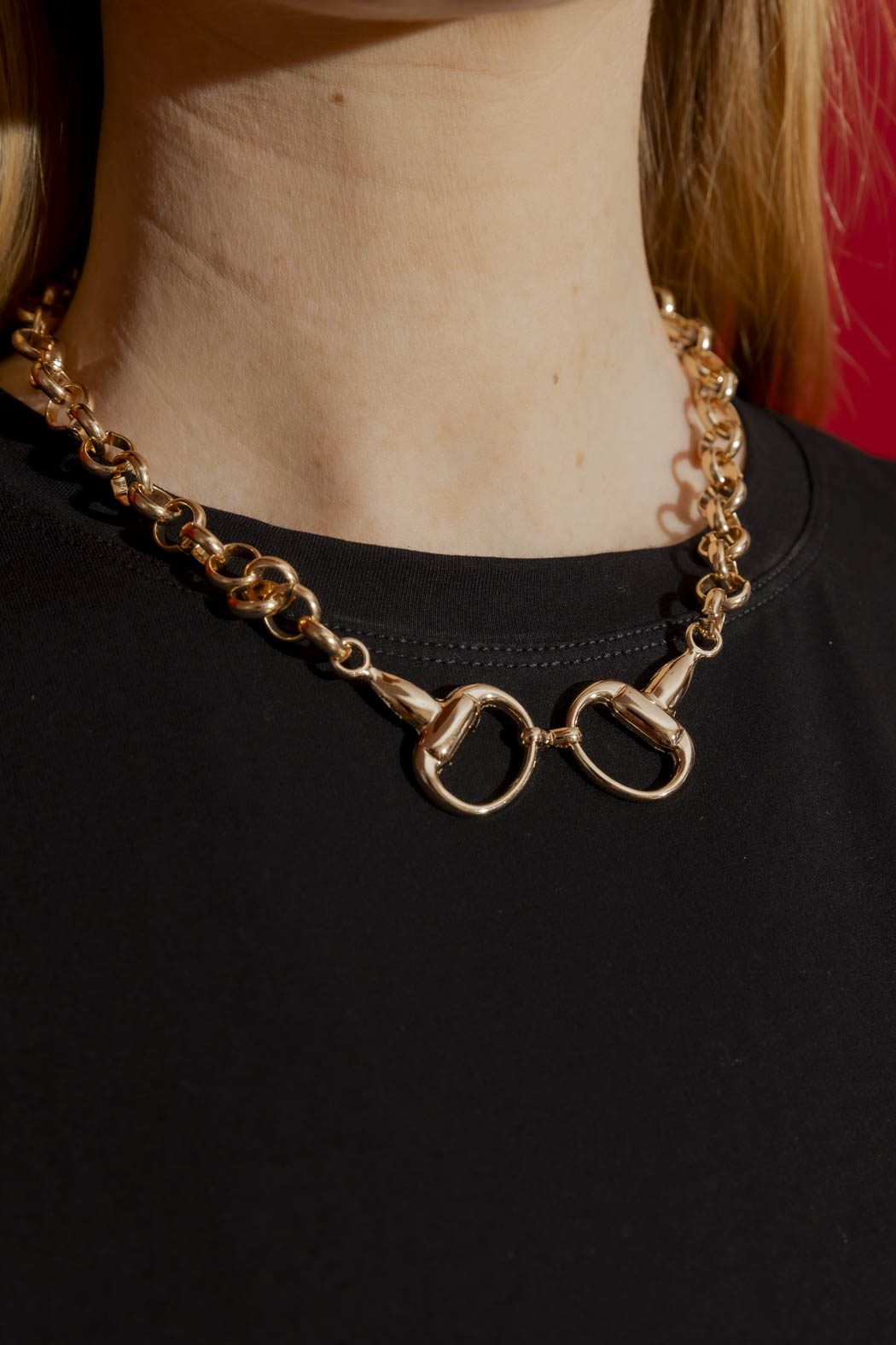 Gold Horsebit Necklace Gold O/S