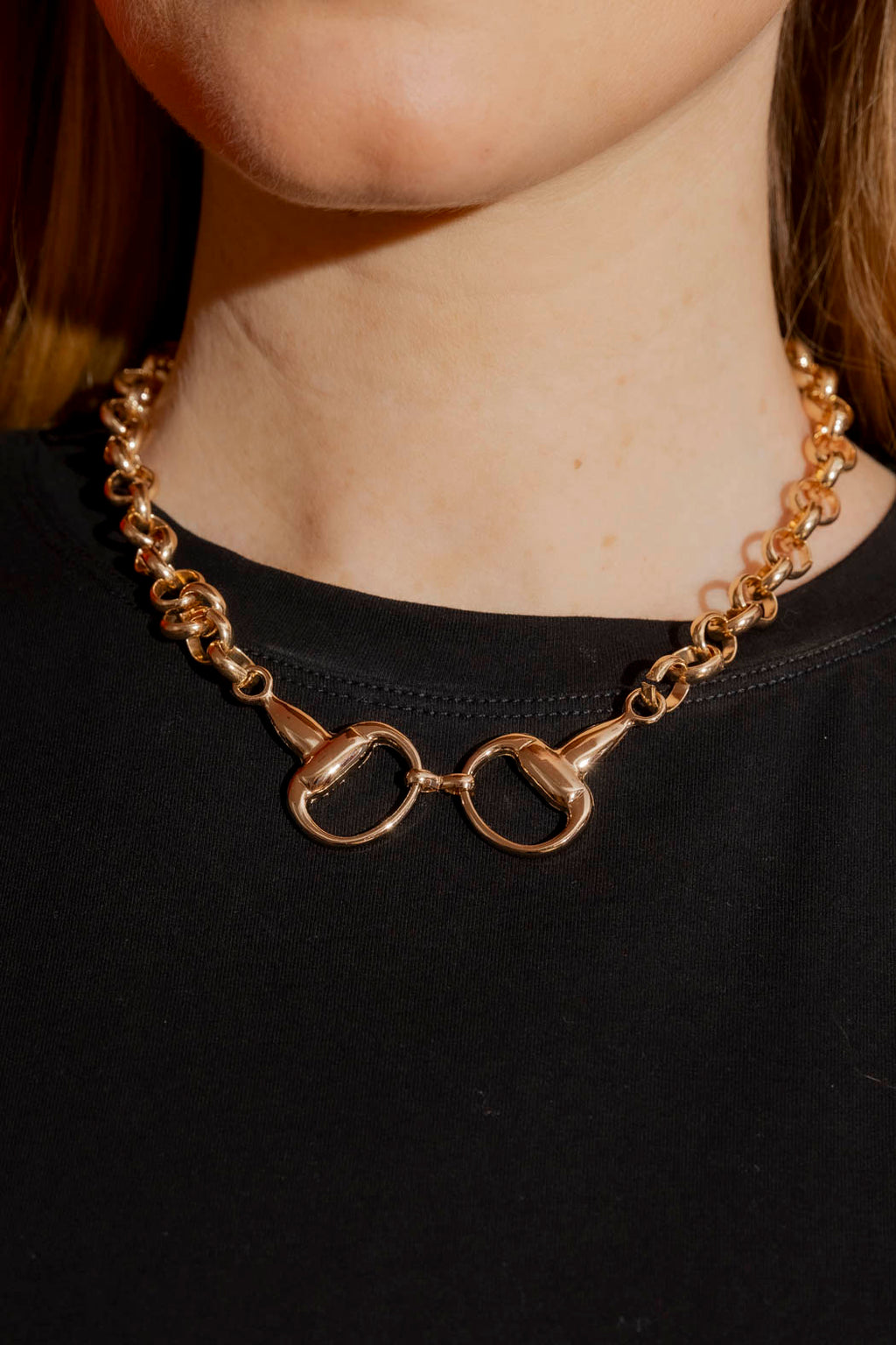 Gold Horsebit Necklace Gold O/S