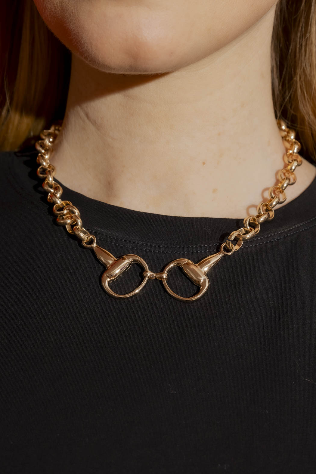Gold Horsebit Necklace Gold O/S