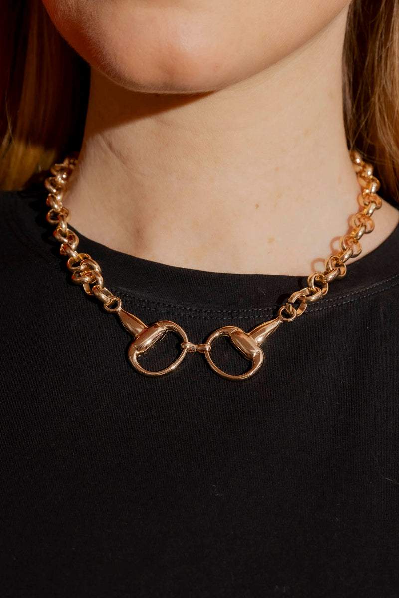 Gold Horsebit Necklace Gold O/S