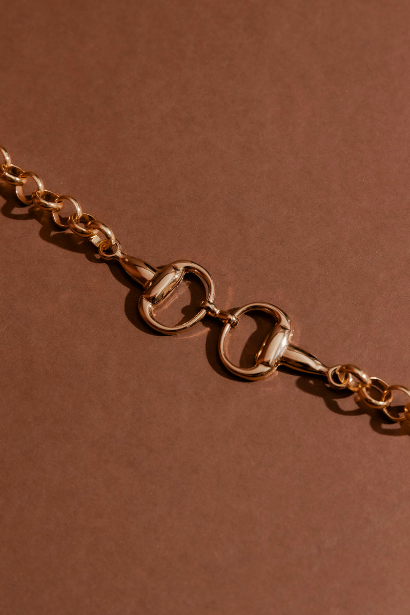 Gold Horsebit Necklace Gold O/S