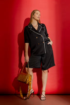 Black Silky Piped Shirt