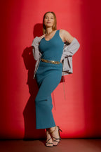 Teal Knit Tube Skirt Teal S