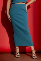 Teal Knit Tube Skirt Teal S