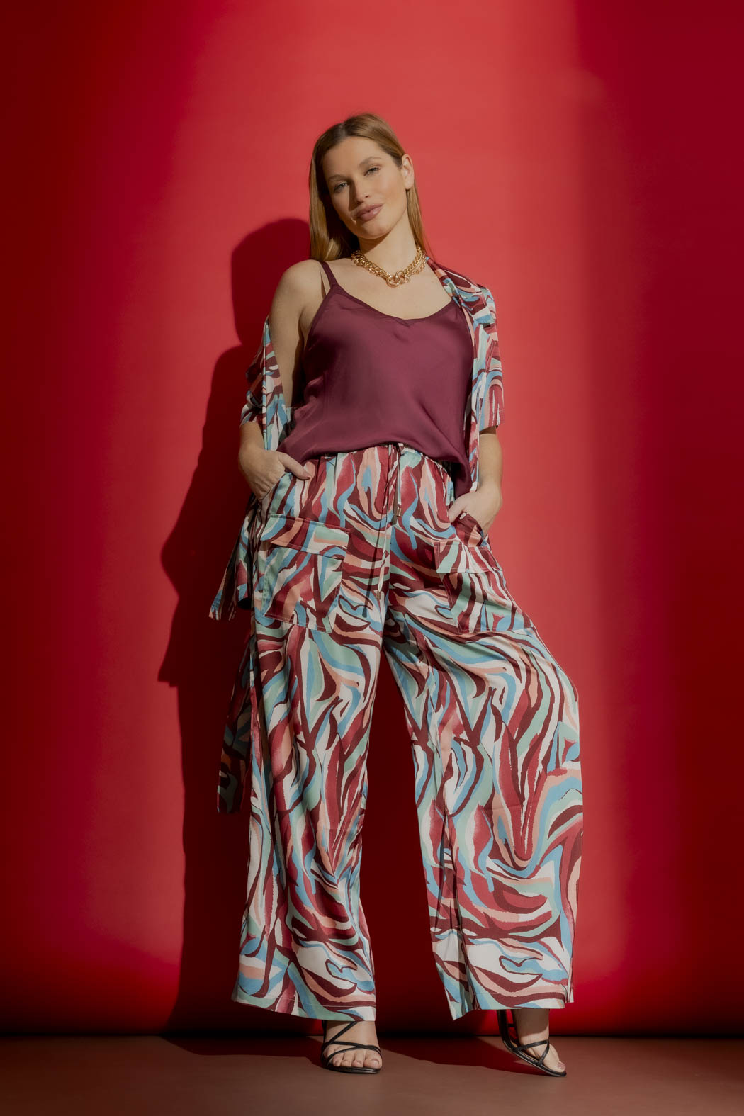 Wine Silky Bias Cami