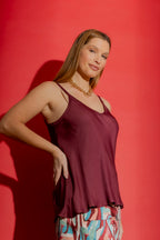 Wine Silky Bias Cami