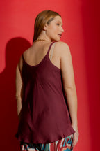 Wine Silky Bias Cami