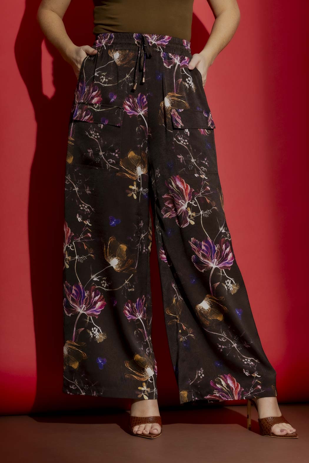 Chocolate Floral Cargo Pants Chocolate Floral
