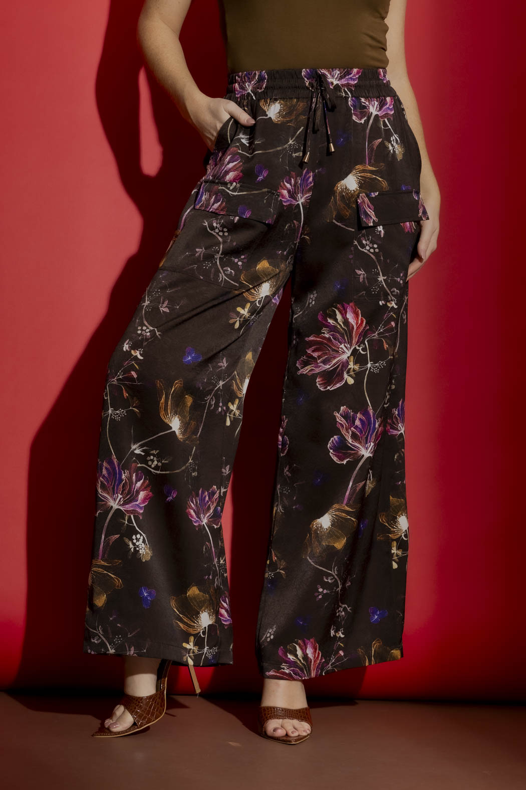 Chocolate Floral Cargo Pants Chocolate Floral