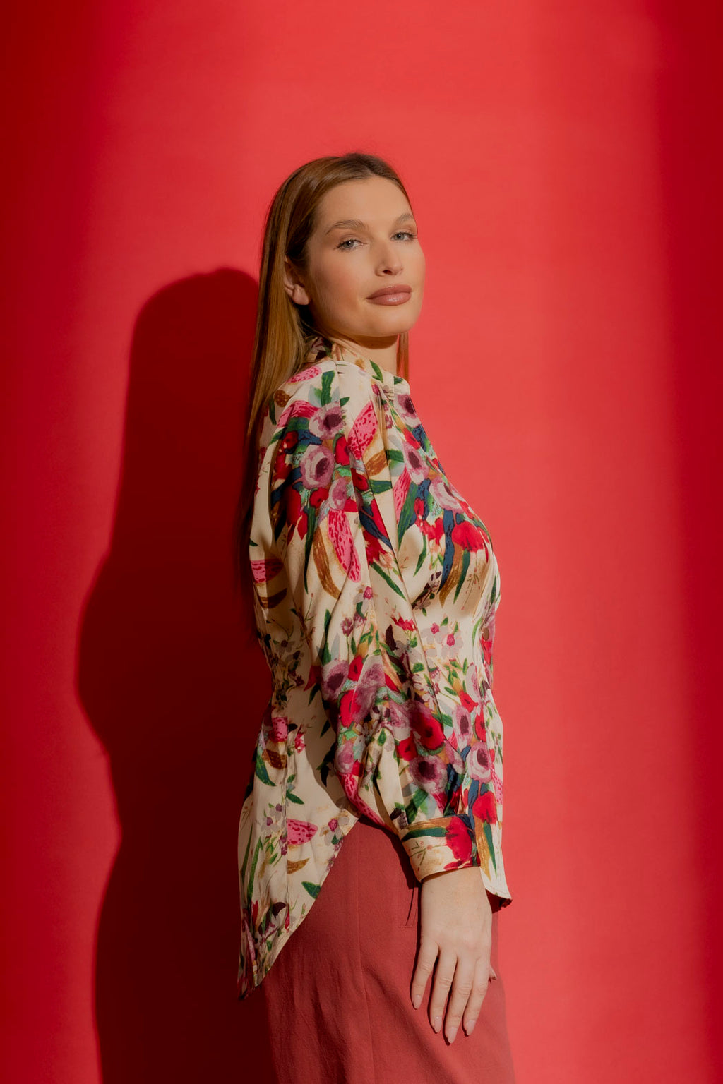 Romantic Floral Wrap Shirt Floral