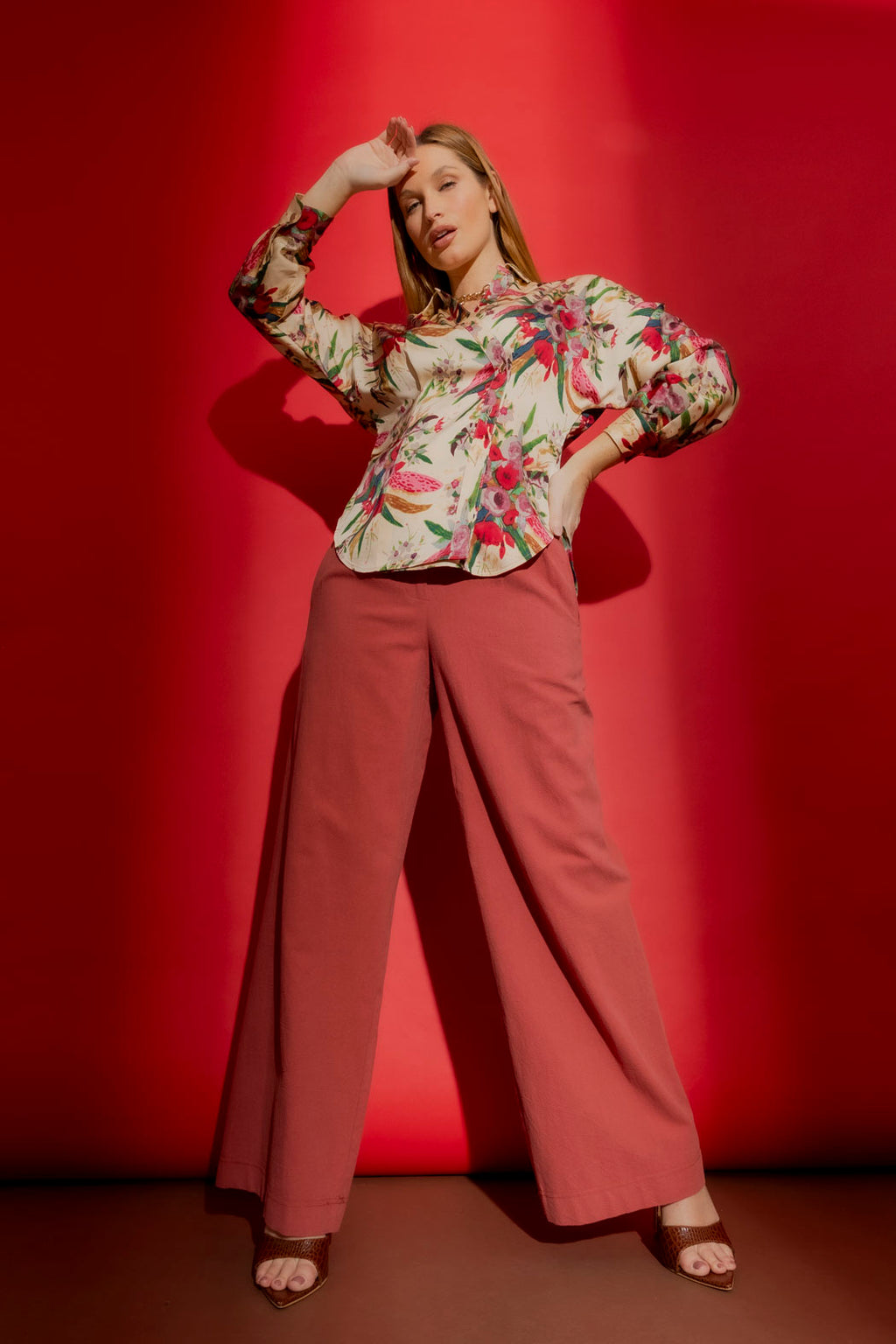 Rouge Sandwashed Linen Cleo Pant