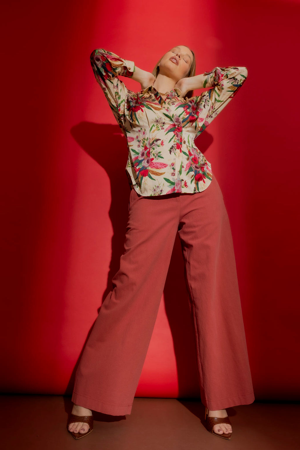 Romantic Floral Wrap Shirt Floral