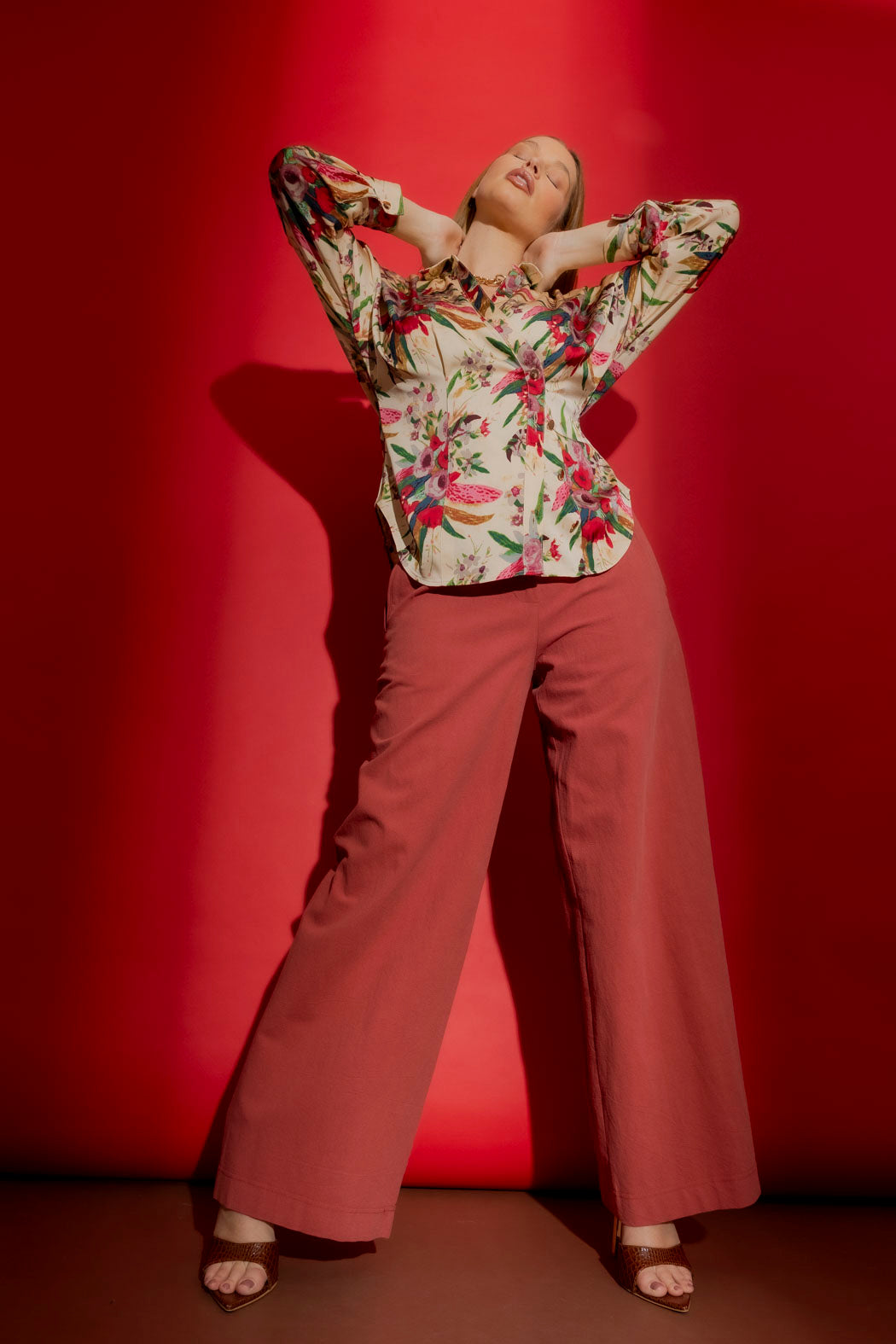 Romantic Floral Wrap Shirt Floral