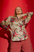 Romantic Floral Wrap Shirt Floral