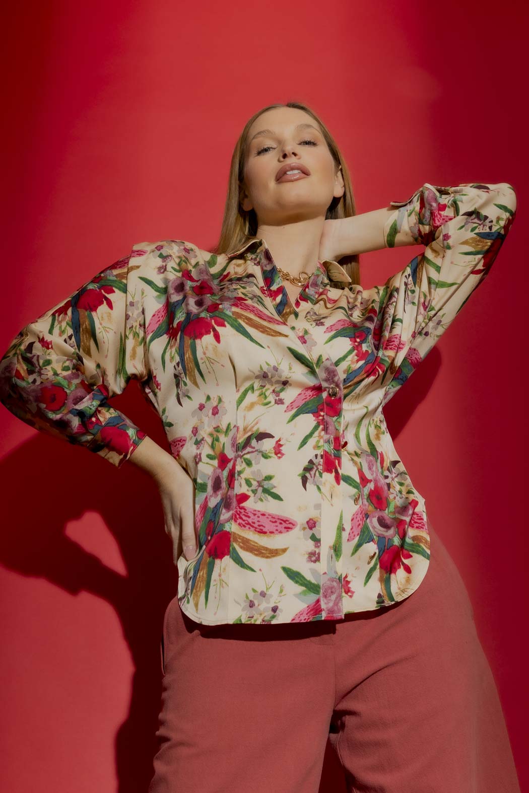 Romantic Floral Wrap Shirt Floral