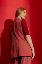 Rouge Sandwashed Linen Long Vest