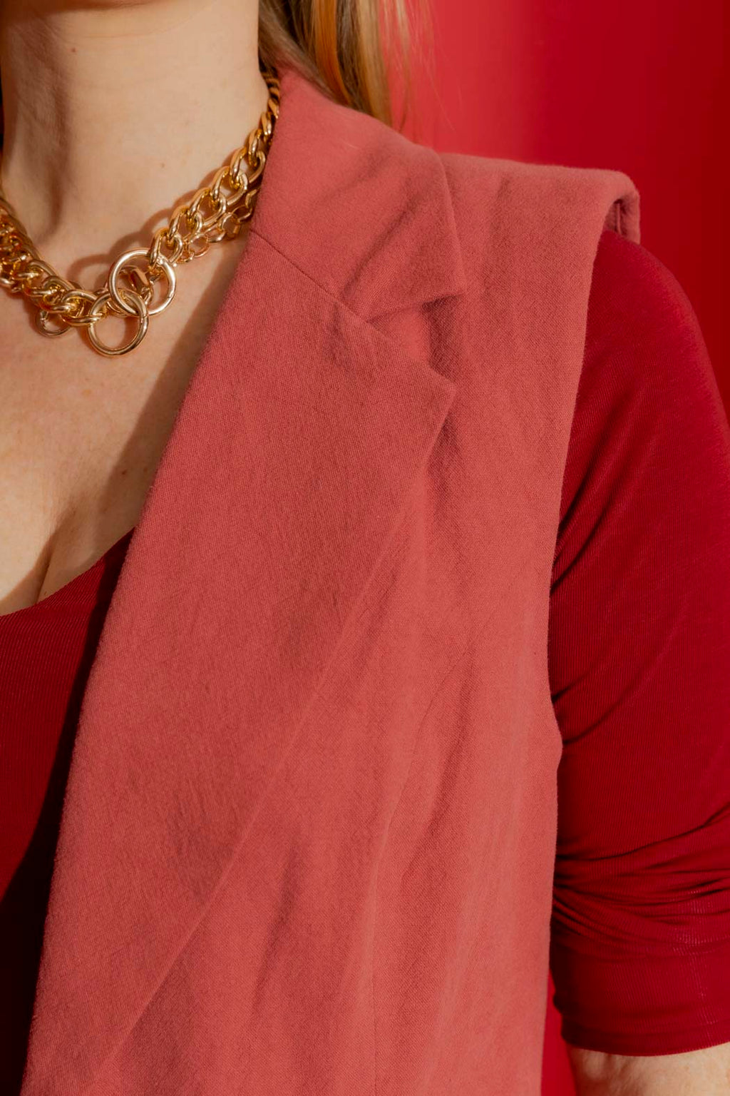 Rouge Sandwashed Linen Long Vest