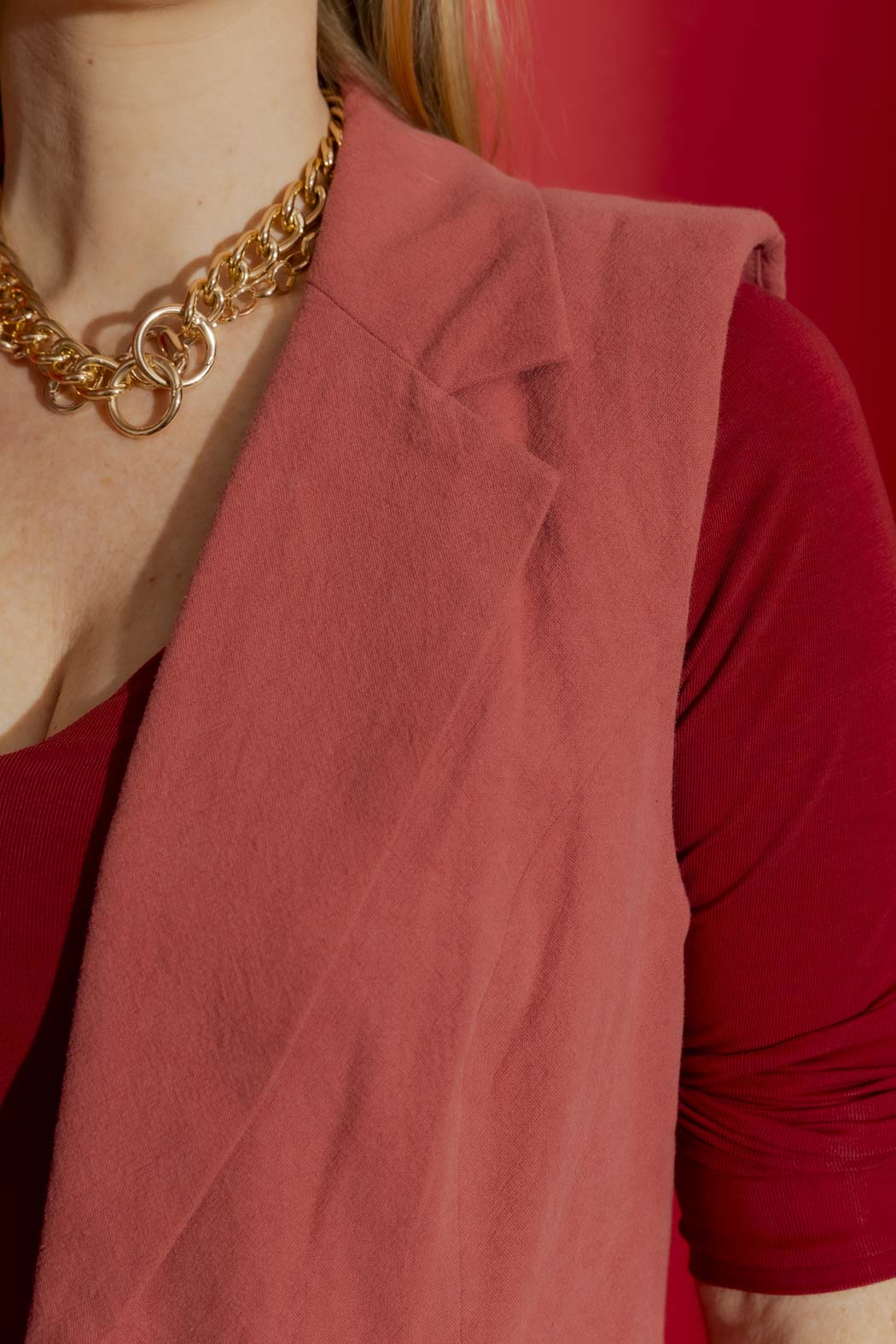 Rouge Sandwashed Linen Long Vest