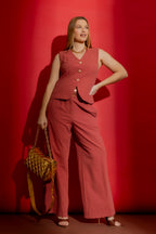 Rouge Sandwashed Linen Tailored Vest