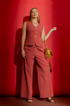 Rouge Sandwashed Linen Tailored Vest