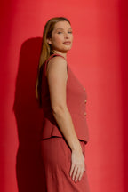 Rouge Sandwashed Linen Tailored Vest