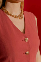 Rouge Sandwashed Linen Tailored Vest