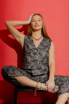 Black/Silver Split Level Vest