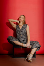 Black/Silver Cleo Cuff Pant