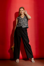 Black/Silver Split Level Vest