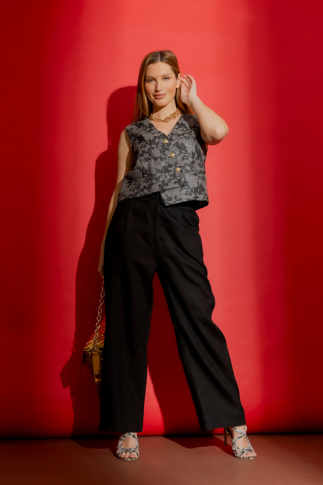 Black/Silver Split Level Vest