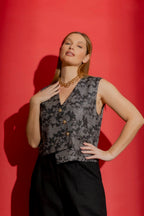 Black/Silver Split Level Vest