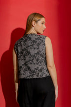 Black/Silver Split Level Vest