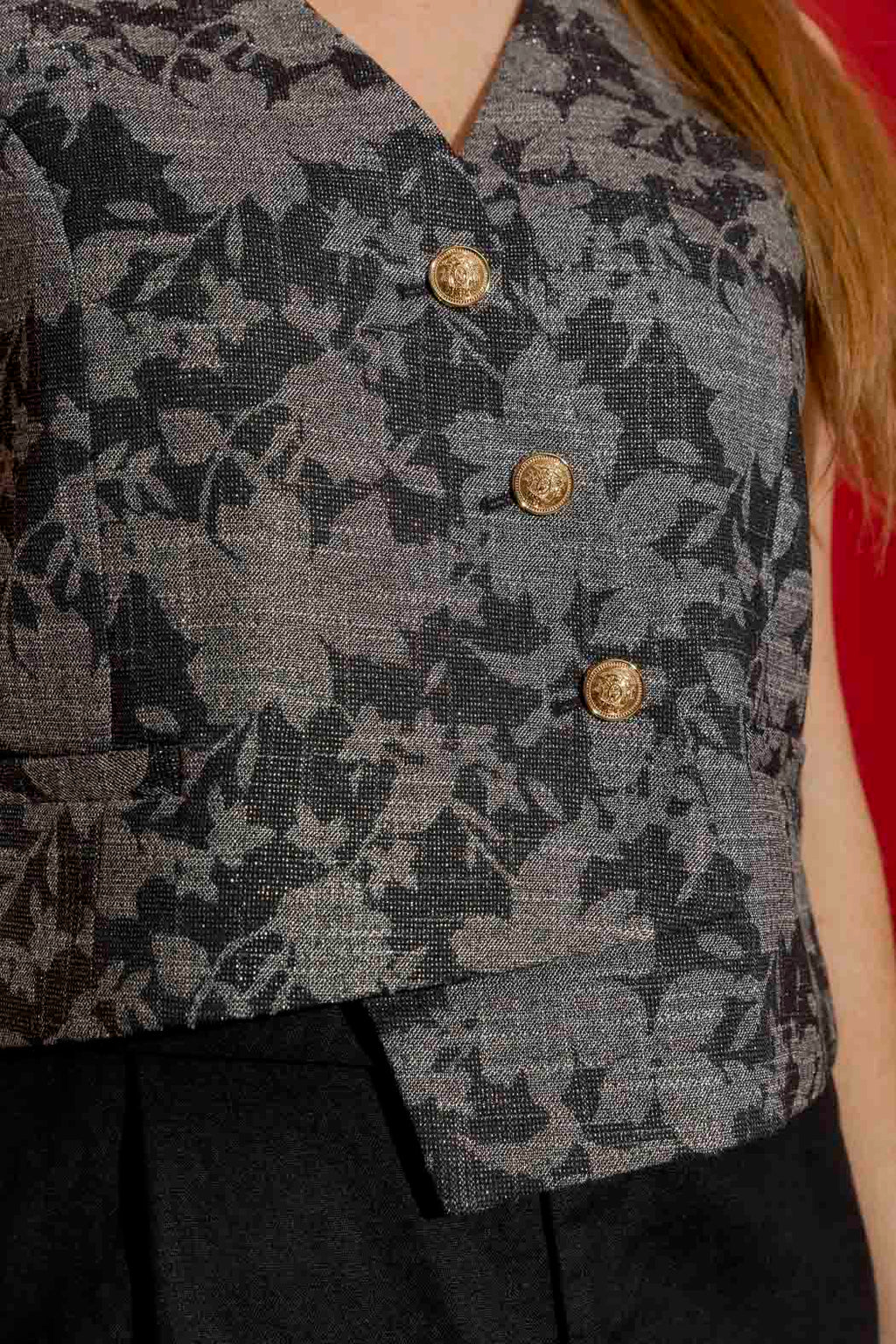 Black/Silver Split Level Vest