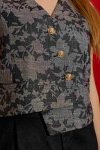 Black/Silver Split Level Vest