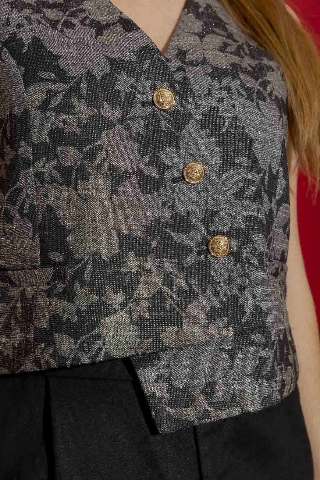 Black/Silver Split Level Vest