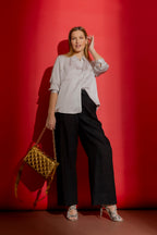 Black Luxury Linen Paperbag Pant