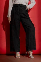 Black Luxury Linen Paperbag Pant